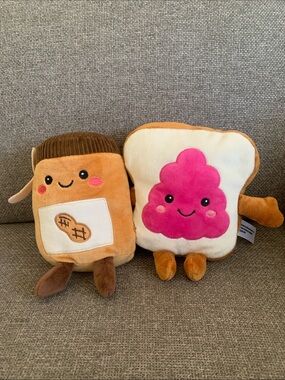 Peanut Butter & Jelly Toast Plush Food Toy 7”